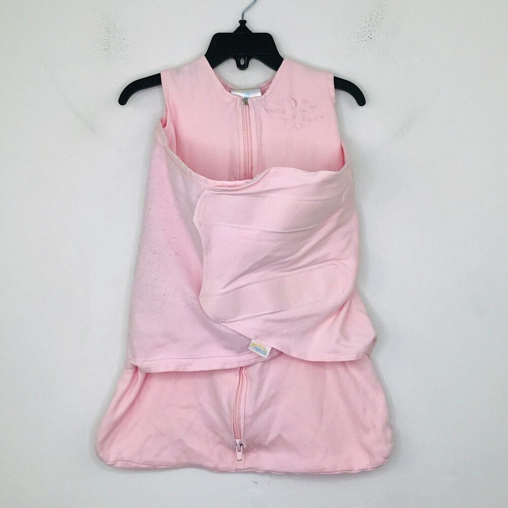 Halo Newborn 0-3M SleepSack Swaddle Pink Cotton Embroidered Full Zip Flaw CH11